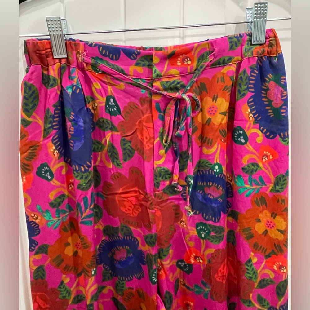 NWT Olivaceous Pink Red Blue Floral Wide-Leg Pants Sz S - Picture 5 of 9